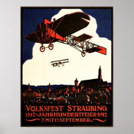 Póster VOLKSFEST STRAUBING 1912 Bavaria Beerfest Vintage