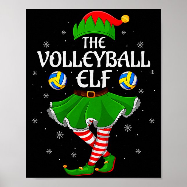 Póster Volleyball Elf Christmas Family Girls Women Elf Sq (Frente)