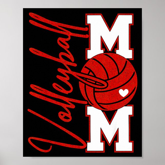 Póster Volleyball Mom Game Day Mama Srts Volleyball Famil (Frente)