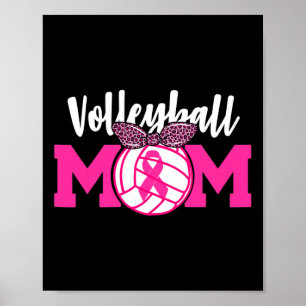 Póster Volleyball Mom Pink Ribbon Sensibilización sobre e