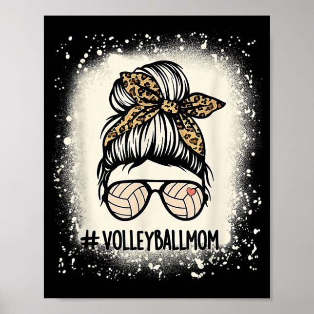 Póster Volleyball Mom Volleyball Lover Mom Messy Bun Blea (Frente)