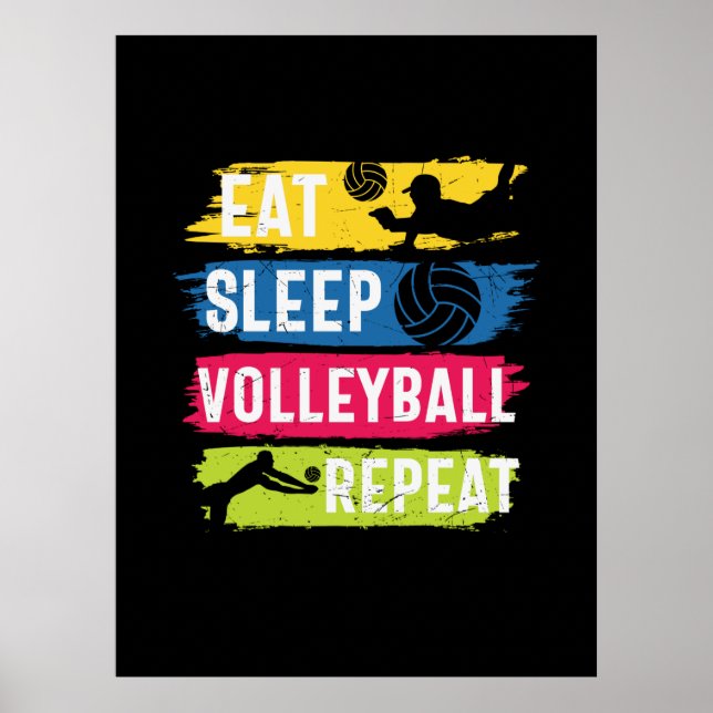 Póster Volleyball Player | Eat Sleep Volleyball Repeat (Frente)