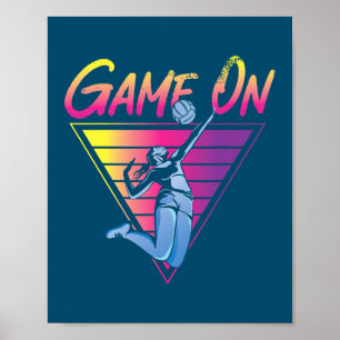Póster Volleyball Player Team Retro 80s 90s Game On 