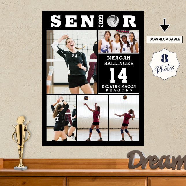 Póster Volleyball Senior Graduation 5 Photo Collage (Subido por el creador)