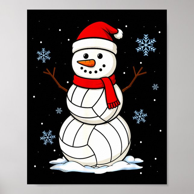 Póster Volleyball Snowman Merry Christmas Funny Srts Xmas (Frente)