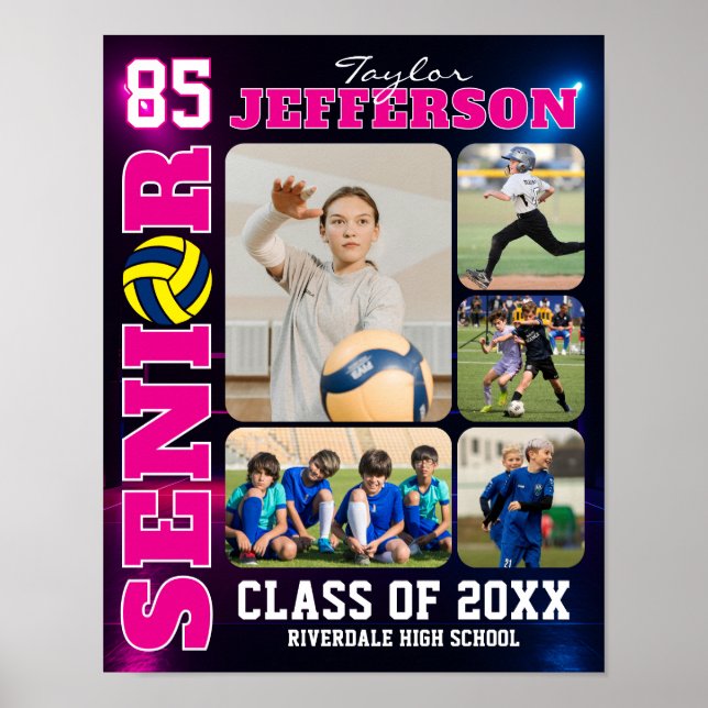 Póster Volleyball Team Senior Night Sports Photo Collage (Frente)