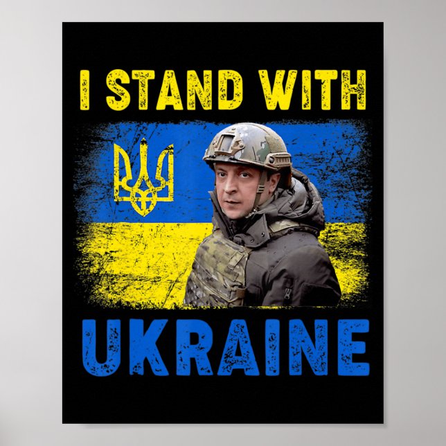 Póster Volodymyr Zelensky I Stand With Ukraine Ukrainian  (Frente)