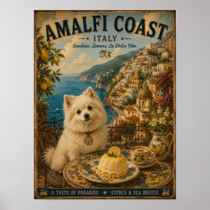 Póster Volpino Italiano en la Costa Amalfitana Viaje Vint
