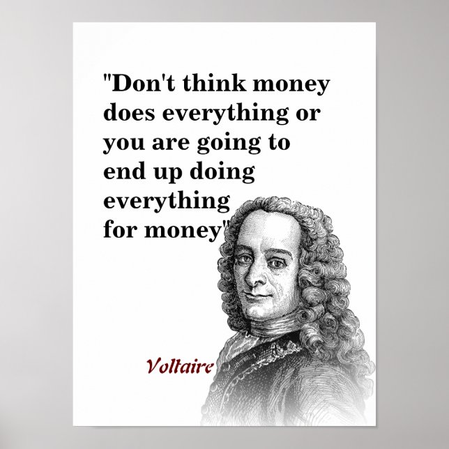 Póster Voltaire Cita Sobre El Dinero (Frente)
