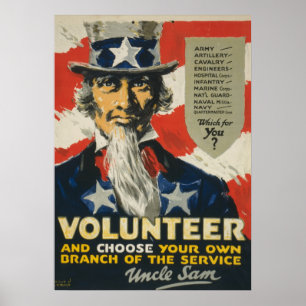 Póster Voluntario de la Primera Guerra Mundial - Tío Sam