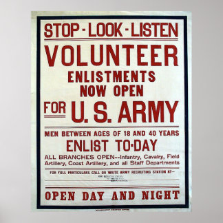 Póster Voluntario - Ejército de los Estados Unidos