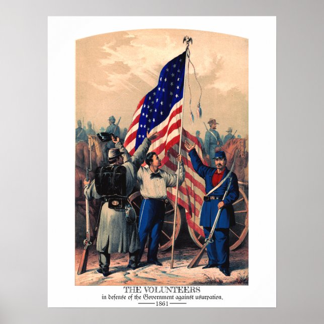 Póster Voluntarios defienden al gobierno contra el abuso (Frente)