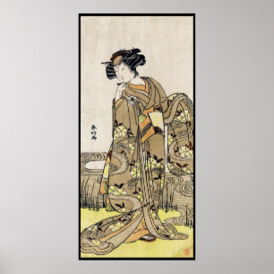 Póster Voluta vieja del ukiyo-e del geisha japonés fresco