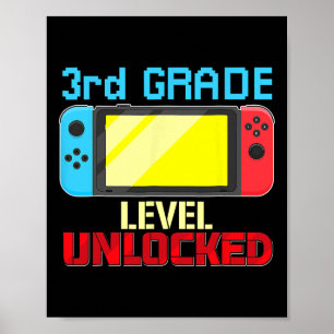 Póster Volver a la escuela Video Gamer 3er grado Desbloqu