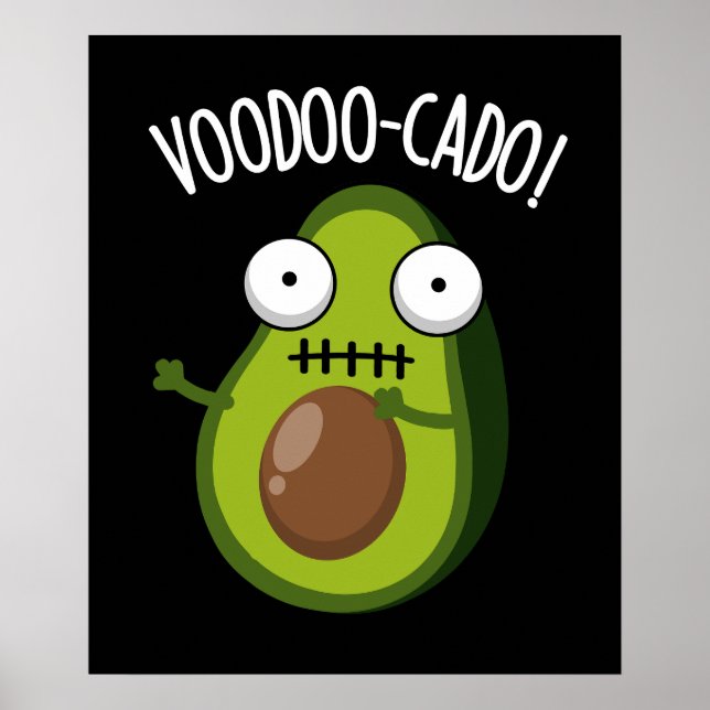 Póster Voodoo-cado divertido aguacate chiste Fondo oscuro (Frente)
