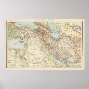 Póster Vorderasien, Persien - Asia Menor y mapa de Persia