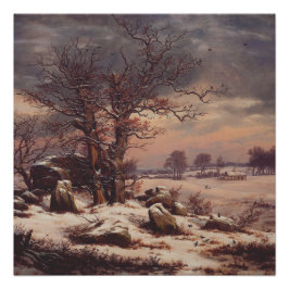 Póster Vordingborg en Invierno por J.C. Dahl Arte Fino