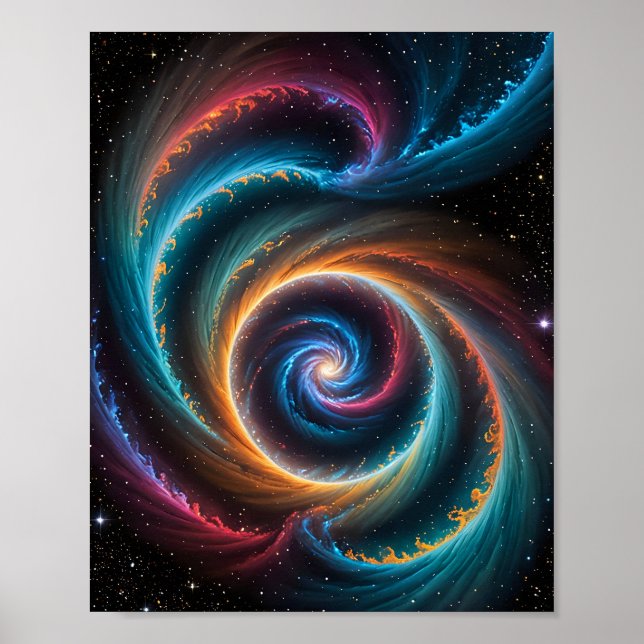 Póster Vórtex espacial profundo y galaxia giratoria (Frente)