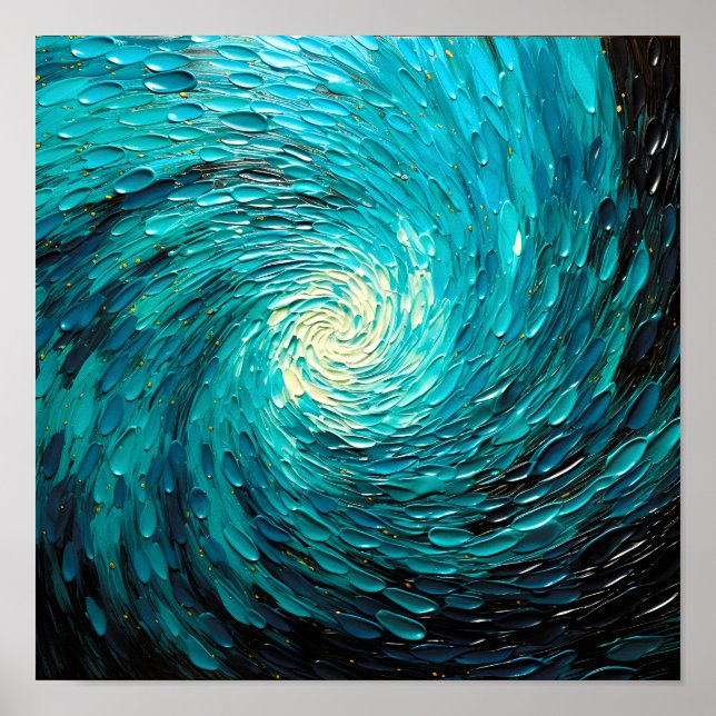 Póster Vórtice abstracto de océano turquesa (Frente)