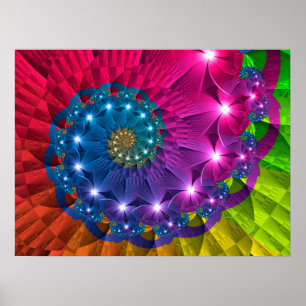 Póster Vórtice arcoiris floral