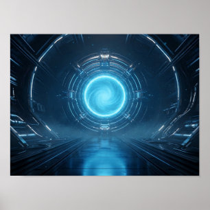Póster Vórtice Cósmico Dorado sobre Abstracto Negro