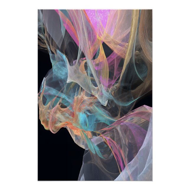 Póster Vórtice de hilo iridiscente turquesa magenta respl (Anverso)
