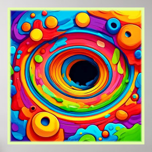 Póster Vórtice Psicodélico Abstracto Colorido