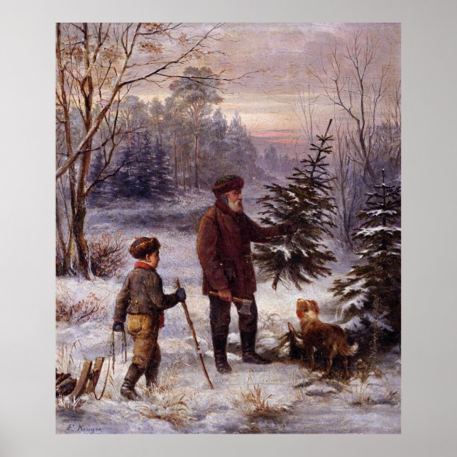 Póster Vorweihnacht Franz Krüger Árbol de Navidad Nieve (Frente)