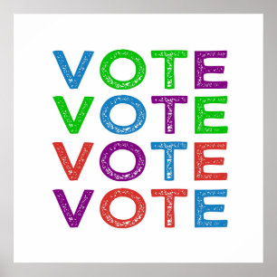 Póster VOTA en Azul Púrpura Verde y Rojo