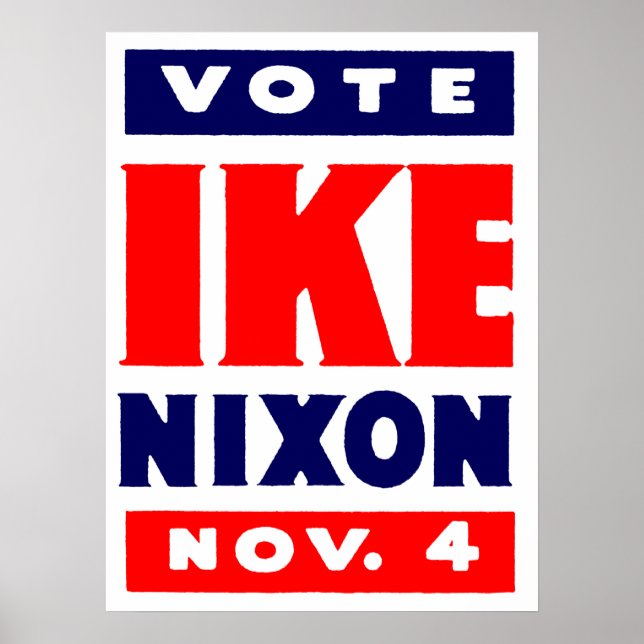 Póster Vota por Ike, Nixon en 1952 (Frente)