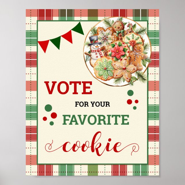 Póster Vota por tu Rótulo favorito de Navidades de cookie (Frente)