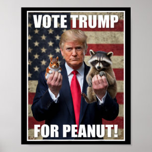 Póster Vota Trump Justicia Para Fred Peanut La Ardilla Me