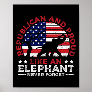 Póster Votante republicano y orgulloso elefante bandera a