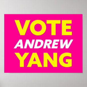 Póster Votar a Andrew Yang alcalde de Nueva York Magenta