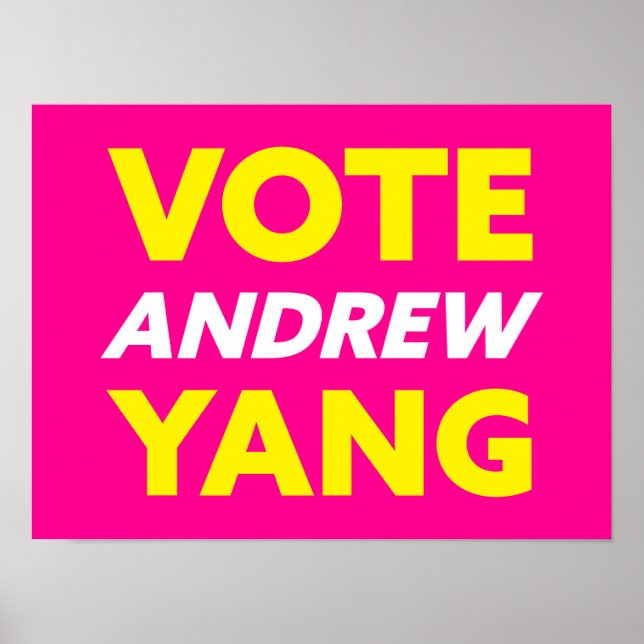 Póster Votar a Andrew Yang alcalde de Nueva York Magenta (Frente)