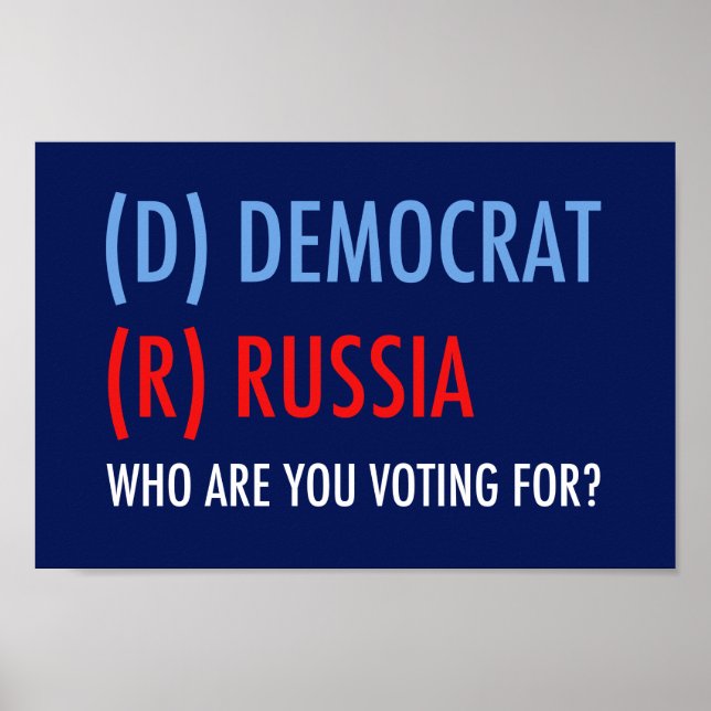 Póster Votar D por las elecciones demócratas R = Rusia el (Frente)