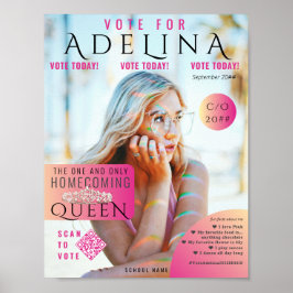 Póster Votar Homecoming Queen Pink Magazine Style HOCO