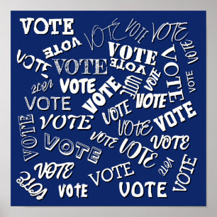 Póster Votar patrón de texto fuente elección azul blanco