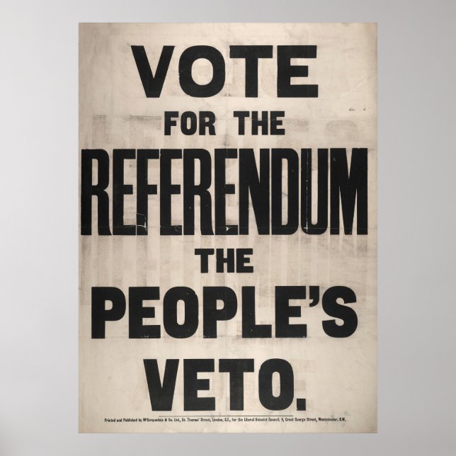 Póster Votar por el referéndum el veto del pueblo (Frente)