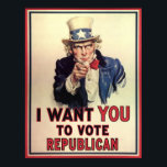 Póster Votar por republicano<br><div class="desc">El tío Sam quiere que votes conservador.</div>