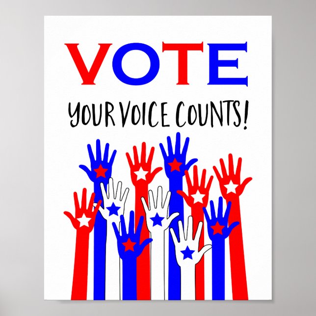 Póster ¡Votar! ¡Tu voz cuenta! Estrellas patrióticas (Frente)