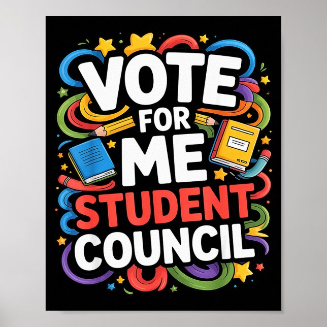 Póster Vote For Me Student Council Great Vibes School Ele (Frente)