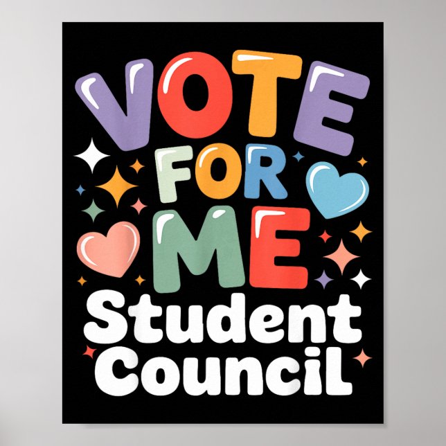 Póster Vote For Me Student Council Vibes School Election  (Frente)