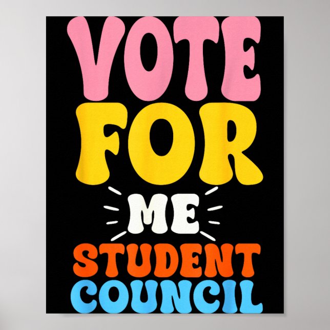 Póster Vote For Me Student Council Youth Cool School Elec (Frente)