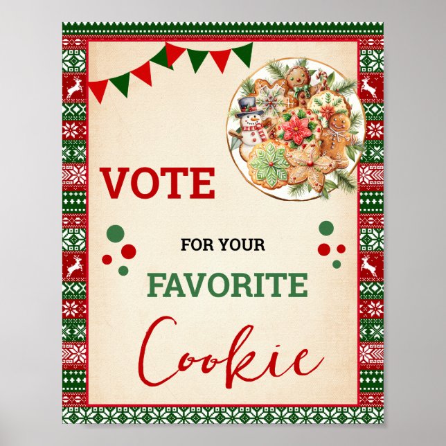 Póster Vote for Your Favorite Cookies Christmas Sign (Frente)
