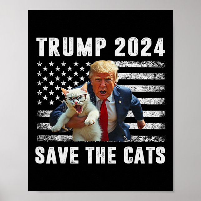 Póster Vote Trump 2025 Funny Save The Cats  (Frente)