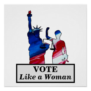 Póster VOTO AZUL Mujeres Justicia Libertad Elecciones