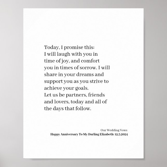 Póster Voto de boda personalizado (Frente)