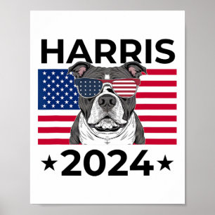 Póster Voto electoral Kamala Harris 2024 Perro Pitbull Ba