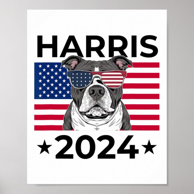 Póster Voto electoral Kamala Harris 2024 Perro Pitbull Ba (Frente)